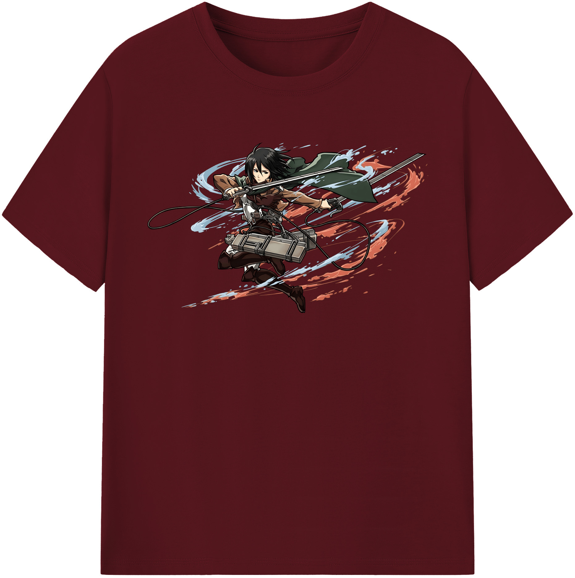 （画像用） 進撃の巨人 ミカサ·アッカーマン Attack on Titan Mikasa Ackerman 綿100％半袖Tシャツ（フロントプリント）